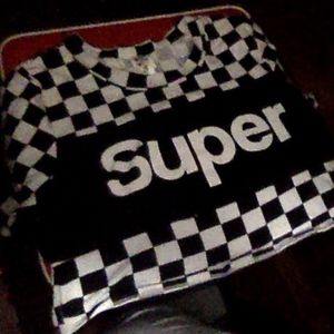 super shirt black and white boxes